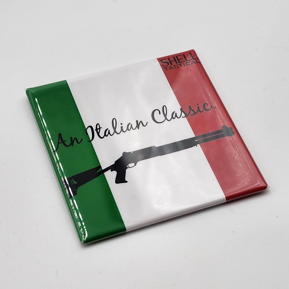 Product packaging with Italian flag design and text 'An Italian Classic' on a white background