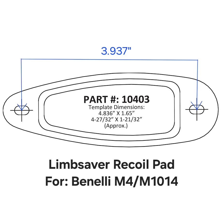 Benelli M4 LImbsaver Recoil Pad Dimensions